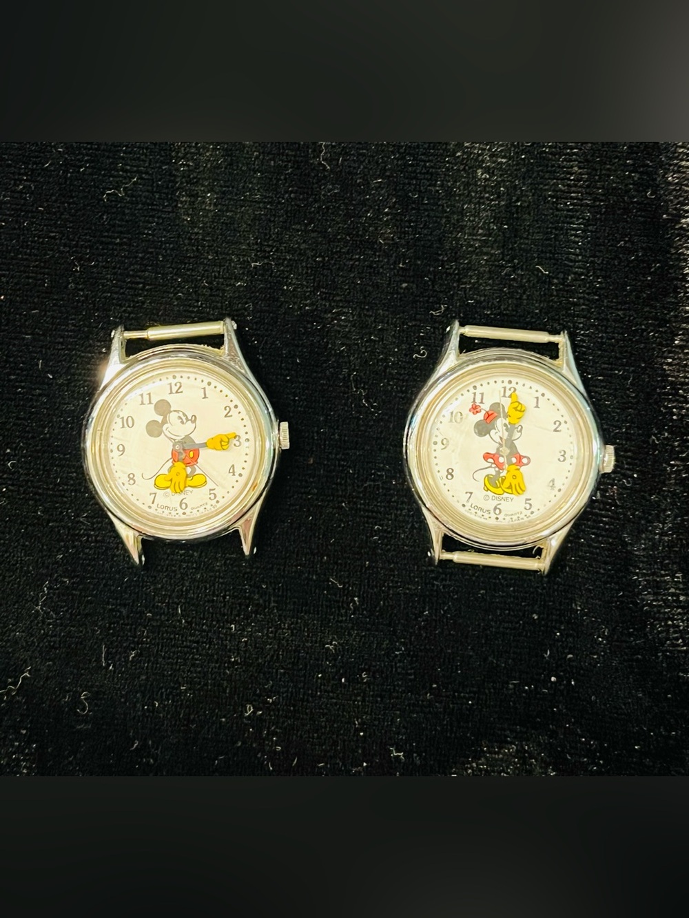 2 Vintage Lorus Walt Disney Mickey & Minnie Mouse Quartz Watches No Band